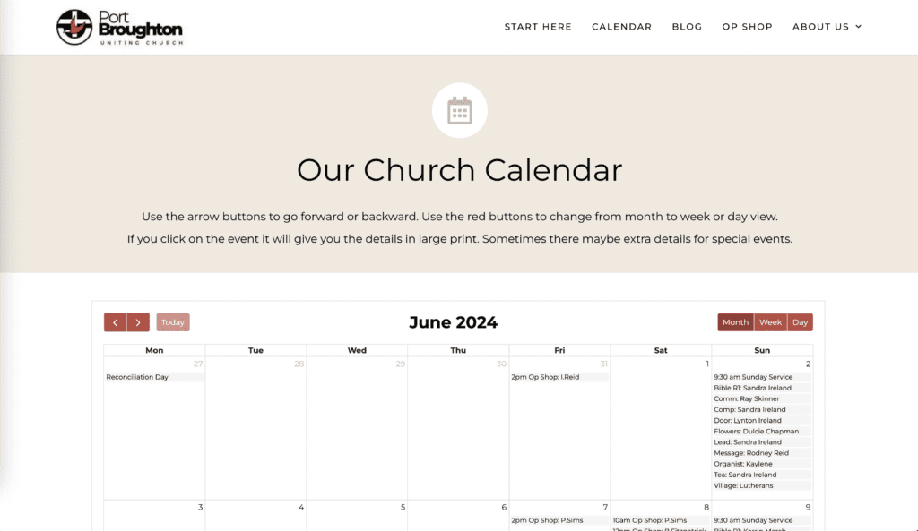 our church calendar